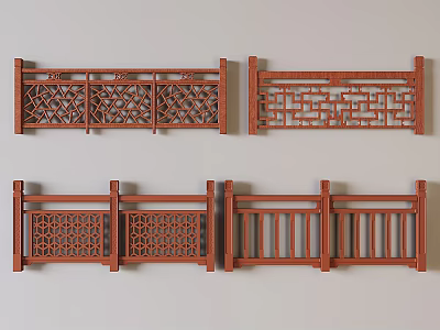 Chinese fence guardrail carved 3d model