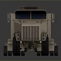 Beige Military Heavy Duty Tow Truck With Flatbed Trailer And Multiple Wheels