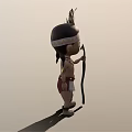 Young Tribal Boy Character Wearing Feathered Headdress Holding Spear And Red White Outfit