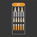AVID FLEX Display Shelf With Orange And White Bottled Products And Top Logo