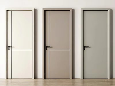 Modern Minimalist Swing Doors In White Beige Grey Tones With Sleek Design 3d model