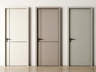 Single door swing door solid wood door bedroom door wooden door room door 3d model
