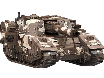 Military Tank With Camouflage Pattern Large Cannon And Tracked Chassis Design 3d model