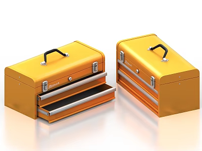 Two Orange Metal Toolboxes with Drawers for Hardware Tools Storage 3d model