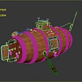 Wooden Barrel Shaped Weapon With Rope Wrapped Structure Spear Paddle And Mini Cabin Design
