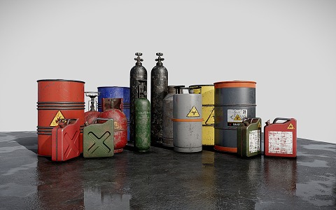 Industrial LOFT Oil Barrel Gas Tank High Pressure Gas Cylinder Chemical Storage Tank 3d model