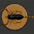 Scorpion With Orange Pincers Legs And Black Body On Round Base