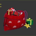 Red Christmas Gift Bag Filled With Colorful Gifts Green Box And Yellow Star