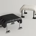 Modern Black And White Leather Sofa Stool With Curved Design And Metal Legs