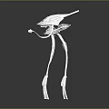 White Game Movie Character With Cone Shaped Head Long Slender Legs Red Details And Reflection