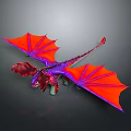 Flying Fantasy Dragon Game Movie Character With Red And Purple Wings