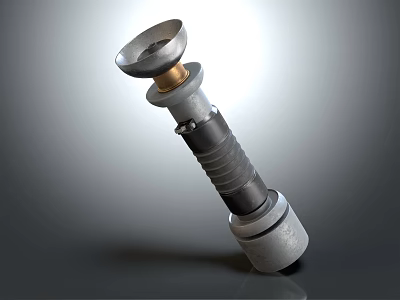 Tactical Weapon Mechanical Component With Silver Metal Build And Threaded Structural Design 3d model