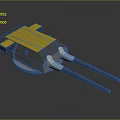3D Model of Modern Weapon With Yellow Top Gray Body and Double Metal Rods