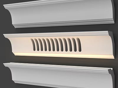 White Architectural Decorative Moldings Featuring Lighting And Groove Design For Interior 3d model