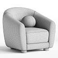 Comfortable Beige Single Sofa With Knitted Fabric Curved Armrest Round Cushion And Wooden Legs