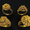 Jewelry Ring Gold Ring Curly 3d model