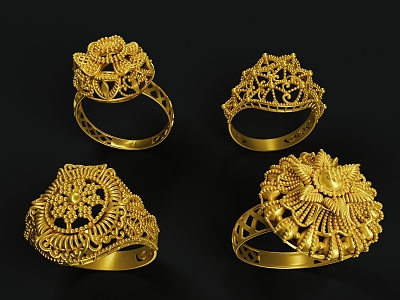 Jewelry Ring Gold Ring Curly 3d model