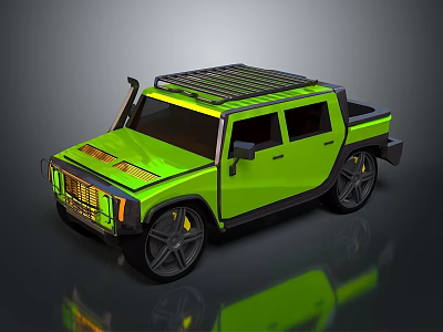 Green Pickup Truck Featuring Modern Design Roof Rack Large Wheels And Distinct Front Grille 3d model