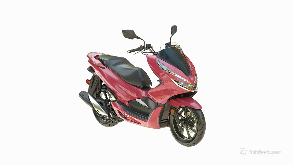Modern Pink Scooter Motorcycle With Black Seat Rearview Mirrors And Sleek Design 3d model 