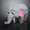 Gray Elephant Plush Toy With Blue Eyes Pink Ears White Tusks And Pink Trunk Tip