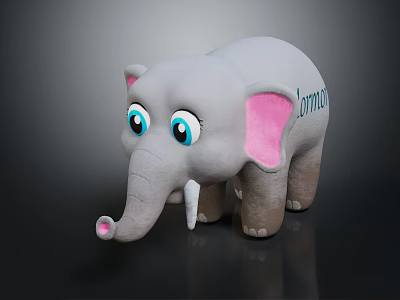 Gray Elephant Plush Toy With Blue Eyes Pink Ears White Tusks And Pink Trunk Tip 3d model Gray Elephant Plush Toy With Blue Eyes Pink Ears White Tusks And Pink Trunk Tip 3d model