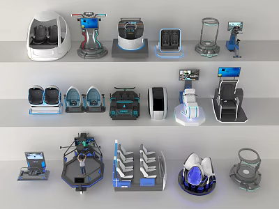 Futuristic Tech Devices Display On Shelves With Various Modern Designs And Styles 3d model
