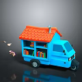 Blue Van Featuring Red Roof And Bookshelves With Books And Paper Planes