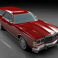 Classic Red Station Wagon With Shiny Body And Chrome Front Grille Design