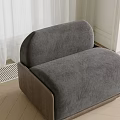 Modern Single Seater Sofa With Dark Gray Fabric Walnut Wooden Frame And Plush Cushions