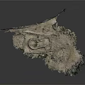 Ancient Archaeological Broken Stone Structure With Circular Design And Weathered Surface