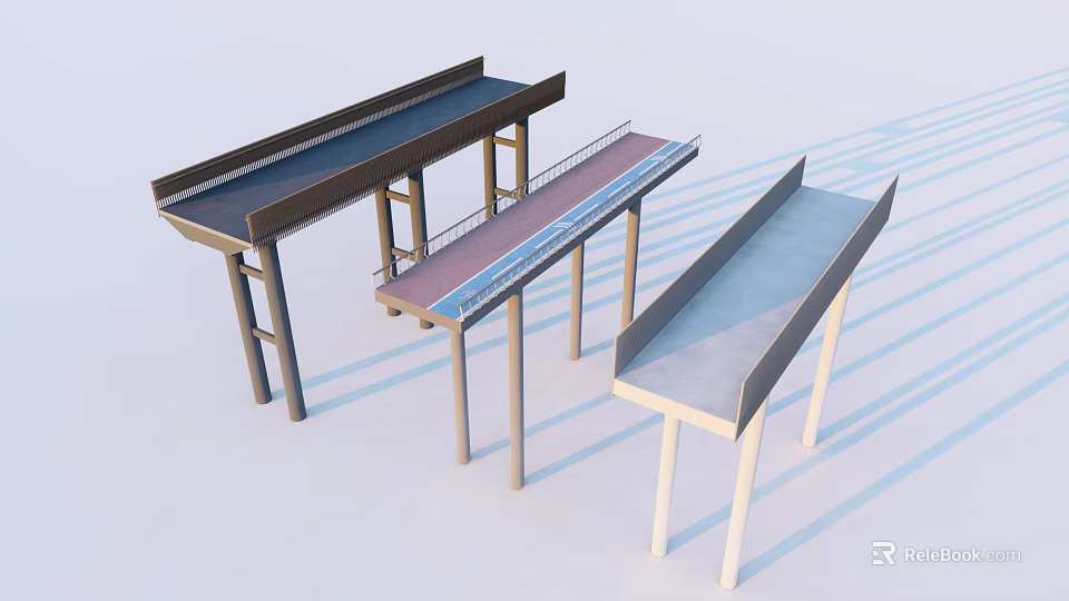 Three Modern Landscape Bridge Models With Unique Structures And Design Features 3d model