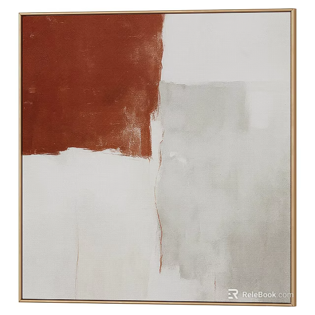 Abstract Painting With Brown White And Light Gray Textured Brushstrokes On Canvas Minimalist Modern Artwork 3d model 