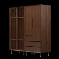 Modern Wooden Wardrobe With Lattice Doors And Drawers On Brass Legs Design