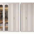 Modern Light Wardrobe with Glass Doors Internal Lighting Clothing Storage Solid Doors and Golden Handles