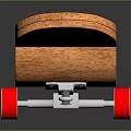 Colorful Modern Sports Equipment Skateboard With Red Wheels And Artistic Curved Design