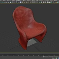 Simple Brown Wooden Armchair With Natural Wood Grain And Curved Design