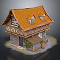 Traditional Cottage Building with Orange Tiled Roof Timber Frame Stone Walls and Wooden Windows