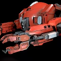 Red Smart Machine with Mechanical Arms Propulsion Units Number 12 Marking and Black Accents
