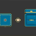 Blue Jewelry Boxes With Open Closed Cases And Diamond Rings