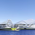 Modern Architectural Design With Unique Geometric Structure By Waterfront And Green Spaces 3d model