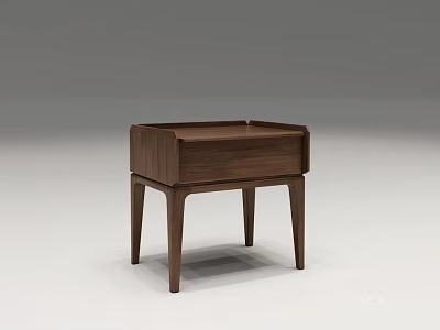 Modern Minimalist Walnut Bedside Table With Single Drawer And Slim Legs 3d model