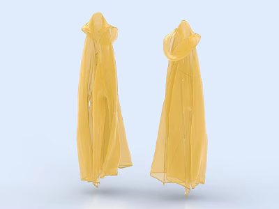 Two Elegant Yellow Flowy Dresses On Light Blue Background Fashion 3d model