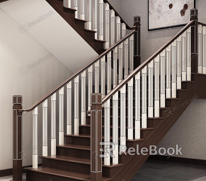 Modern solid wood staircase model