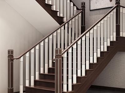 Modern solid wood staircase model