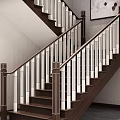 Modern solid wood staircase 3d model
