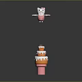 Layered Cake with Orange White Cream and Pink Base Featuring Flying Character Decoration