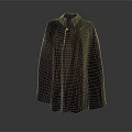Stylish Dark Colored Cloak With Black Collar And Golden Button Accent 3d model