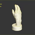 Detailed Human Hand Organ Sculpture With Metallic Silver Finish And Round Pedestal Base