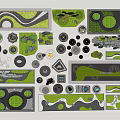 Innovative Garden Ornament Design Featuring Circular Patterns Green Spaces And Decorative Structures 3d model