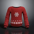 Warm Red Winter Sweater With White Snowflake Pattern And Cozy Design 3d model